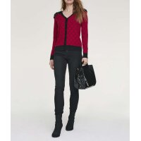 Strickjacke m. Pailletten, rot-schwarz