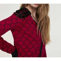 Strickjacke m. Pailletten, rot-schwarz