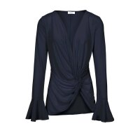 Wrap shirt with flounces, navy