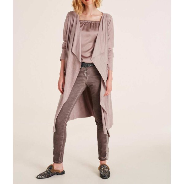 Velourslederimitat-Longblazer, rosé