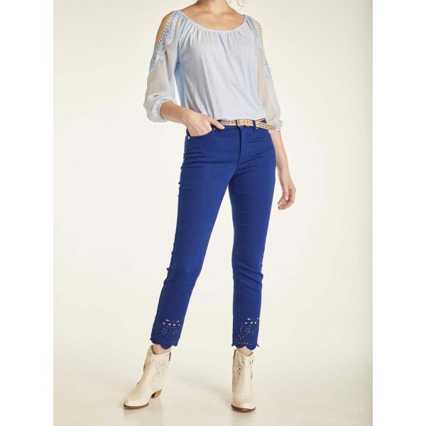 Slim-fit trousers with embroidery, marine