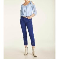 Slim-fit trousers with embroidery, marine