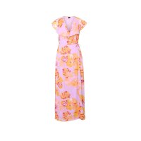 Marken-Maxi-Wickelkleid, flieder/orange/blutrot