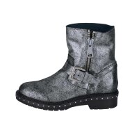 Rind-Nappaleder-Stiefelette, silbergrau-metallic