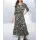 Druckkleid mit Tunnelzug, khaki-schwarz