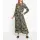 Druckkleid mit Tunnelzug, khaki-schwarz