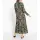 Druckkleid mit Tunnelzug, khaki-schwarz