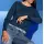 Designerski sweter z teksturowanym wzorem w paski, ciemnoniebieski