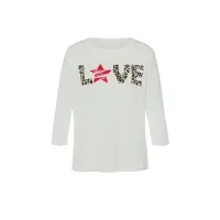 Langarmshirt mit Leo-Schriftzug, ecru