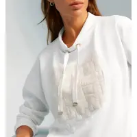 Sweatshirt m.platziertem Druck und Pailletten,ecru