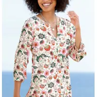 Druckkleid in Stufen-Optik, champagner-rosenquarz