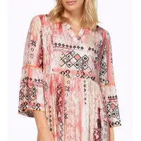 Druckkleid mit Volants, ecru-rosenquarz