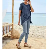 5-Pocket-Jeans m. Lochstickerei, blue-bleached