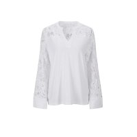 Langarmshirt m. Spitzeneinsatz, ecru