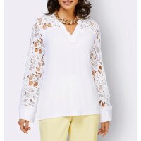Langarmshirt m. Spitzeneinsatz, ecru