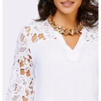 Langarmshirt m. Spitzeneinsatz, ecru