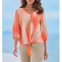 Printed blouse in color gradient, ivory-lobster