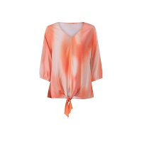 Printed blouse in color gradient, ivory-lobster
