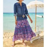 Stufen-Chiffon-Rock, royalblau-magenta