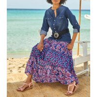 Stufen-Chiffon-Rock, royalblau-magenta