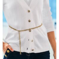 Cardigan with chain belt, ecru