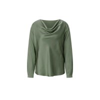 Satin Blouse with Waterfall Neckline, khaki