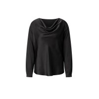 Satin Blouse with Waterfall Neckline, black