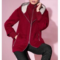 Wolljacke mit Strickeinsatz am Kragen, kirsche