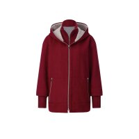 Wolljacke mit Strickeinsatz am Kragen, kirsche