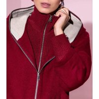 Wolljacke mit Strickeinsatz am Kragen, kirsche