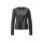 Openwork cardigan with faux leather insert, anthracite
