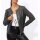 Openwork cardigan with faux leather insert, anthracite