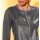 Openwork cardigan with faux leather insert, anthracite