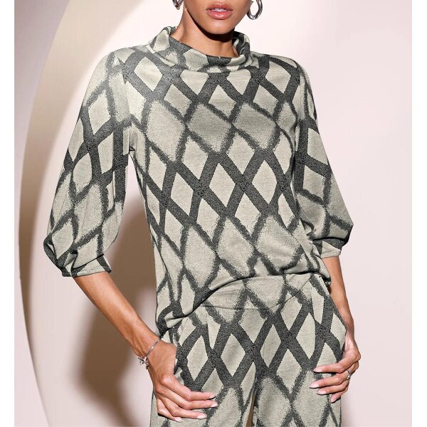 Jersey-Jacquardshirt, sand-anthrazit