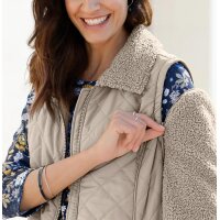 2-in-1-Steppjacke im Materialmix, sesam