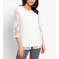 2-in-1-Shirt m. Blüten-Spitze, ecru