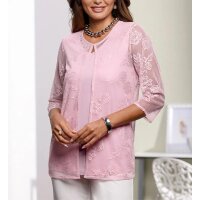 2-in-1-Shirt m. Blüten-Spitze, rosé