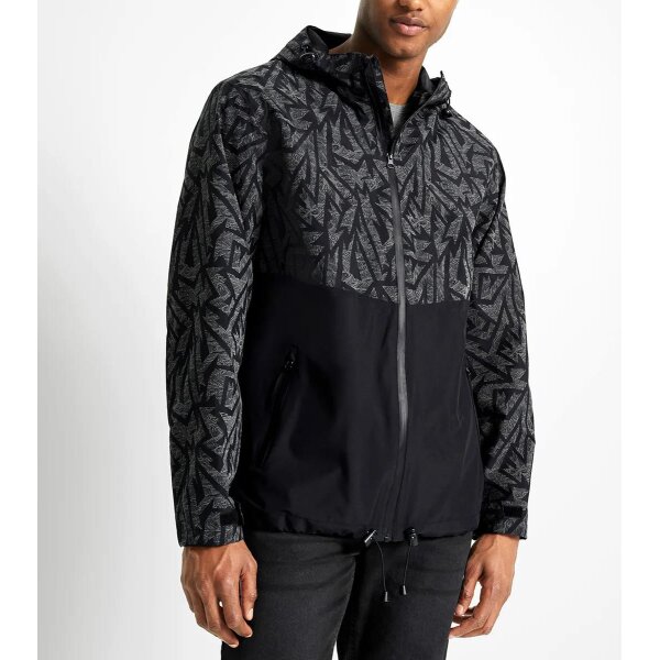 Herren-Freizeitjacke, schwarz-gemustert