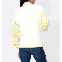 Jacquardstrickjacke, ecru-limone