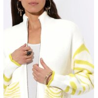 Jacquardstrickjacke, ecru-limone