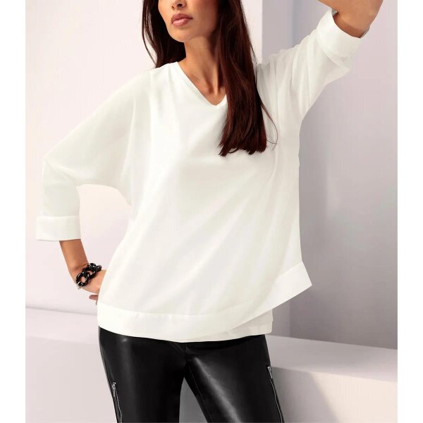 Slip-on blouse with sewn-in top, ecru