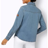 Denim blouse with decorative seams, blue-bleached