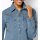 Denim blouse with decorative seams, blue-bleached