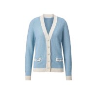 Cardigan m. Zierperlen-Knopfleiste, eisblau-vanille