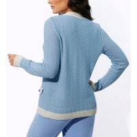 Cardigan m. Zierperlen-Knopfleiste, eisblau-vanille