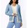 Cardigan m. Zierperlen-Knopfleiste, eisblau-vanille