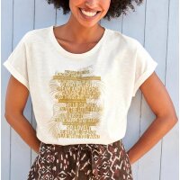 Shirt m.Lettering-Print und Glitzer, ecru