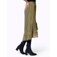 Ruffle print skirt, dark blue-ochre
