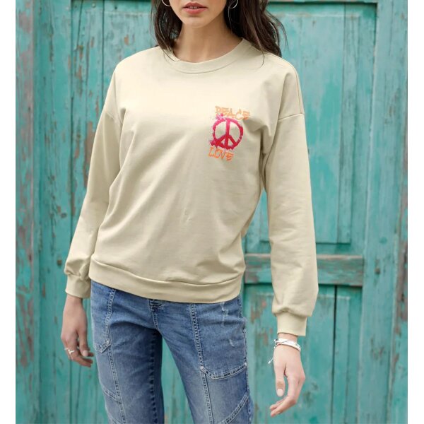 Sweatshirt with placed print, sand