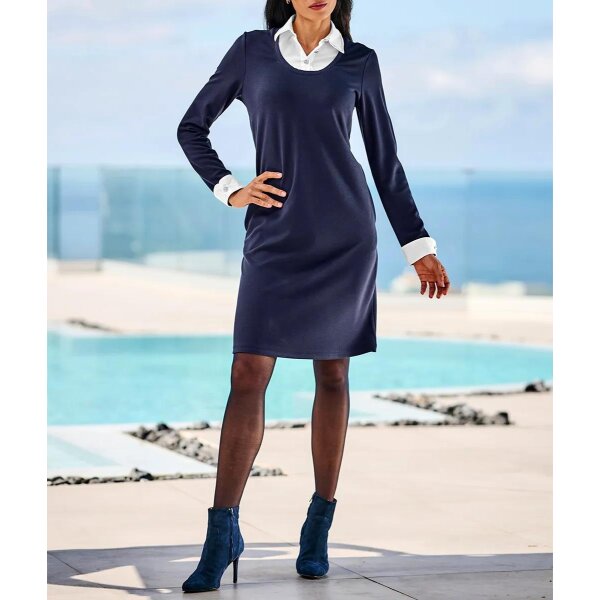 Jersey Dress in 2-in-1 Look, navy